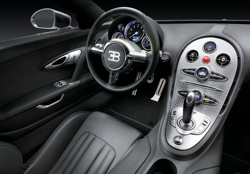black color of interior with leather seats of bugatti ...