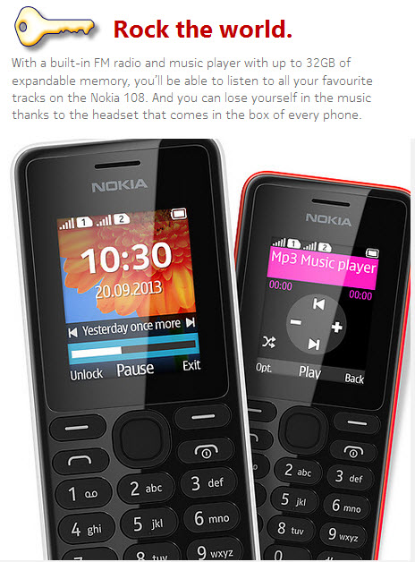 World Prood Latest Nokia 108 Dualsim Mobile Model 2014 With Price
